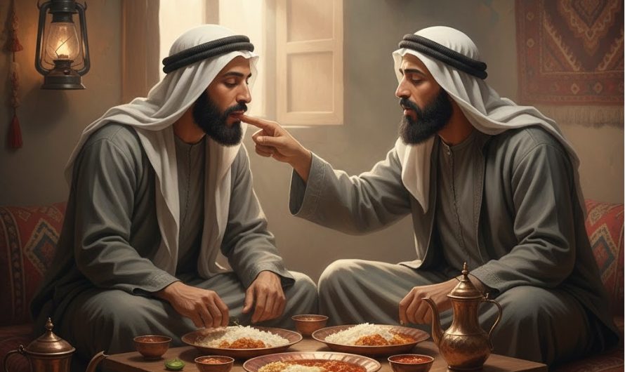 Sahih Al Bukhari Hadith 5456: Licking Hands or Having Hands Licked by Someone Else